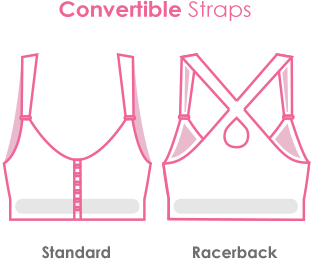 straps are convertible from standard to racerback